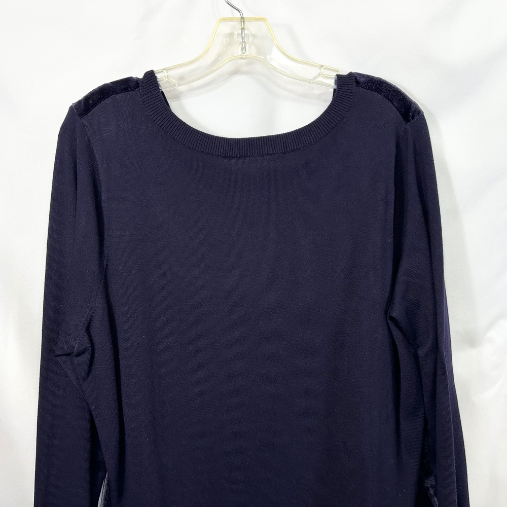 Lane Bryant Plus Size 18/20 Pullover Top Dark Navy Blue Velvet Front Mixed 472 - Picture 5 of 9